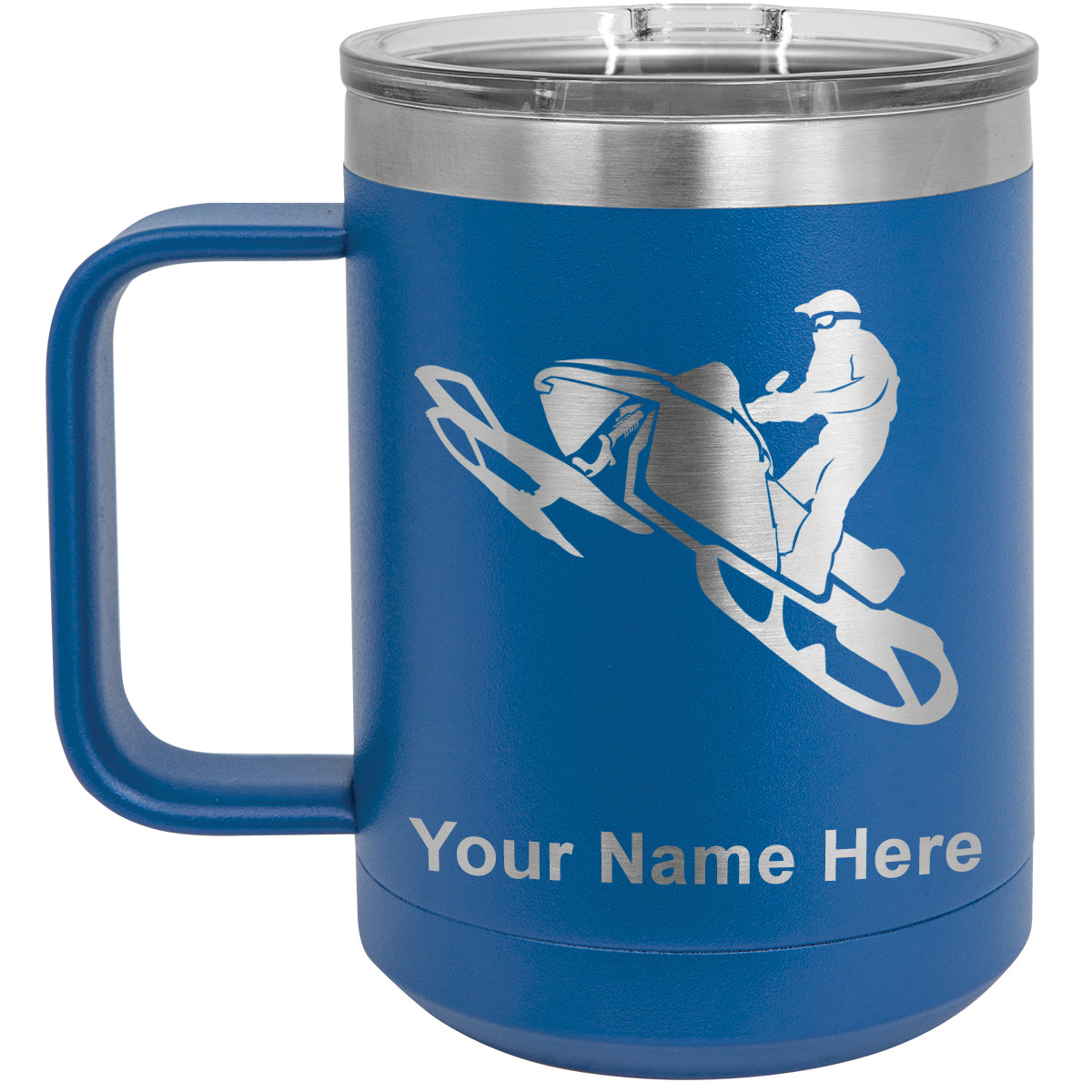 15oz Vacuum Insulated Coffee Mug, Snowmobile, Personalized Engraving Included