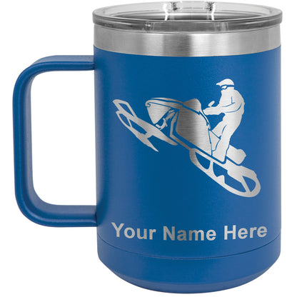 15oz Vacuum Insulated Coffee Mug, Snowmobile, Personalized Engraving Included