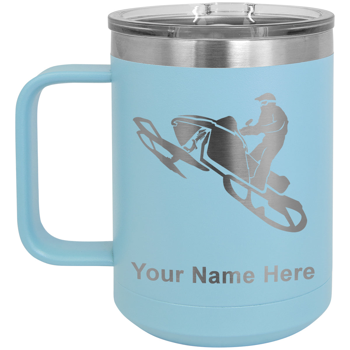 15oz Vacuum Insulated Coffee Mug, Snowmobile, Personalized Engraving Included