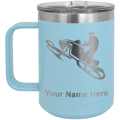 15oz Vacuum Insulated Coffee Mug, Snowmobile, Personalized Engraving Included