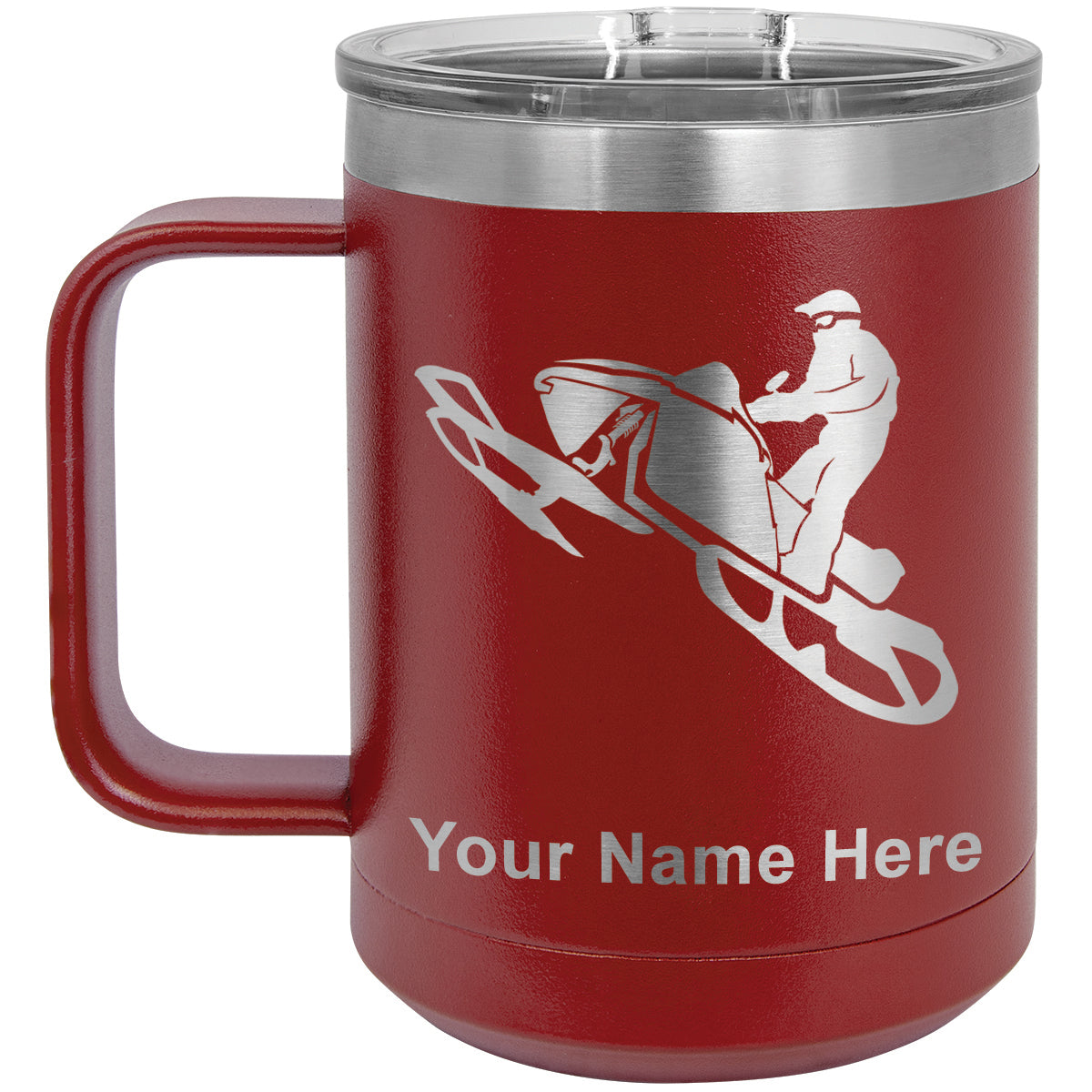 15oz Vacuum Insulated Coffee Mug, Snowmobile, Personalized Engraving Included