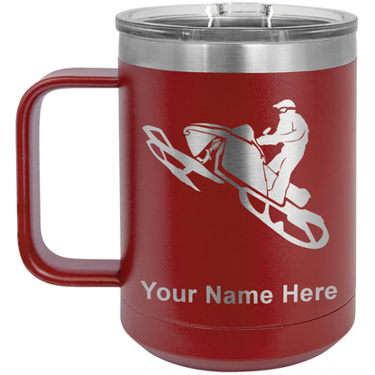 15oz Vacuum Insulated Coffee Mug, Snowmobile, Personalized Engraving Included