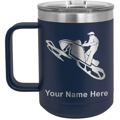 15oz Vacuum Insulated Coffee Mug, Snowmobile, Personalized Engraving Included