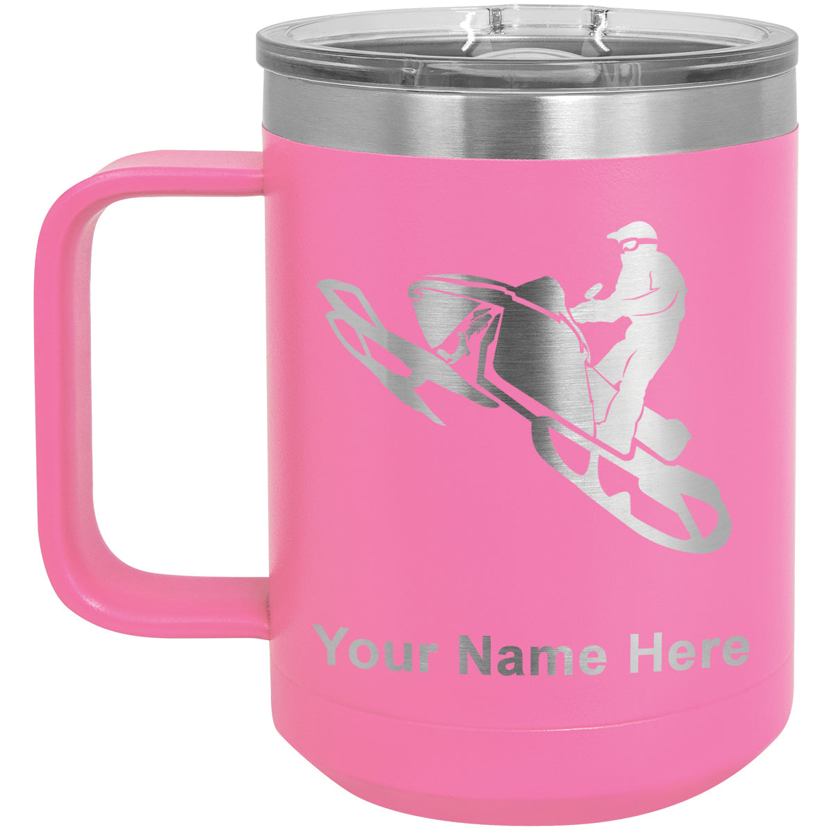 15oz Vacuum Insulated Coffee Mug, Snowmobile, Personalized Engraving Included