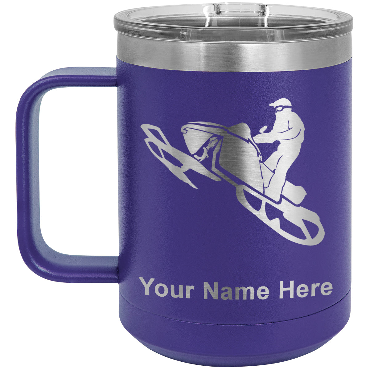 15oz Vacuum Insulated Coffee Mug, Snowmobile, Personalized Engraving Included