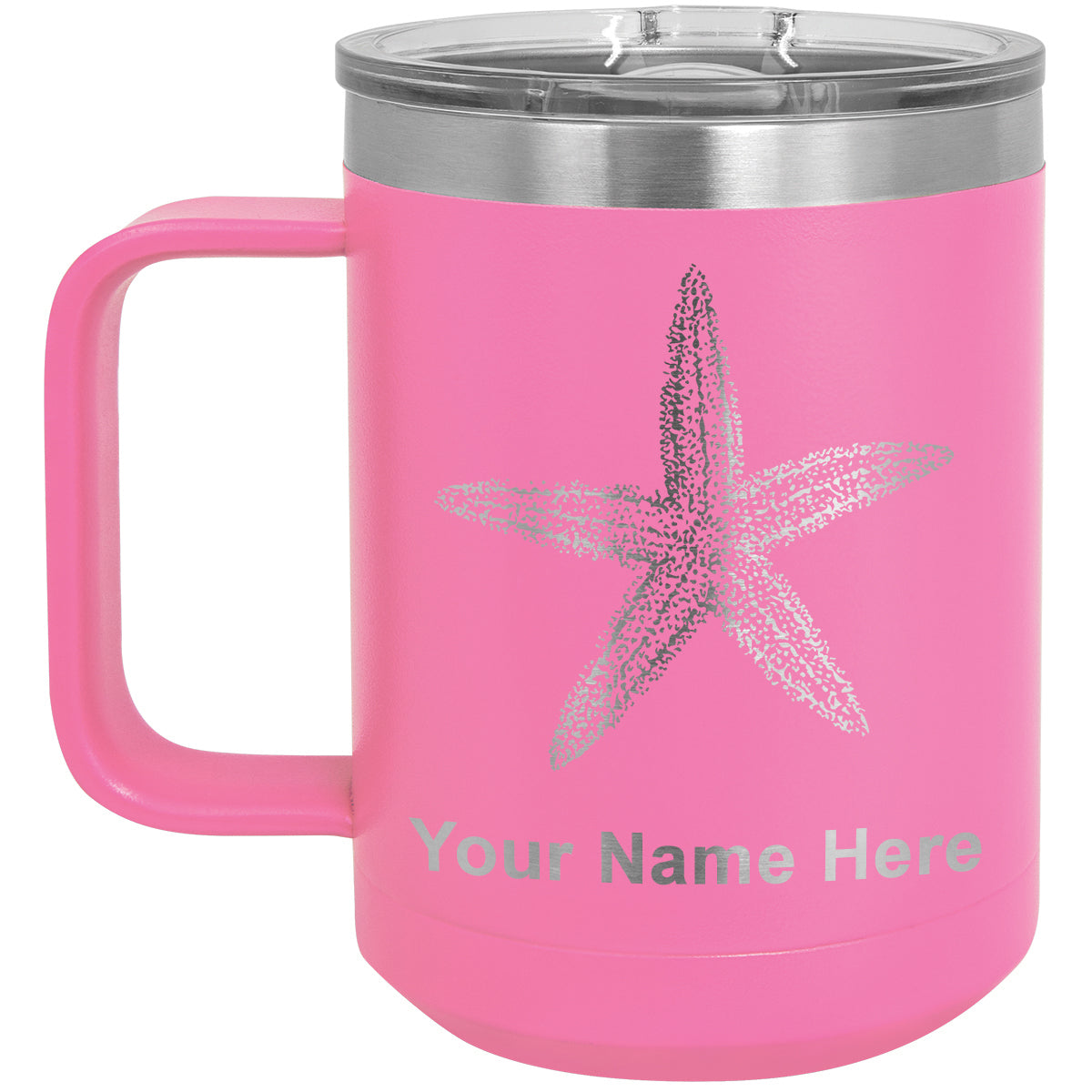 15oz Vacuum Insulated Coffee Mug, Starfish, Personalized Engraving Included