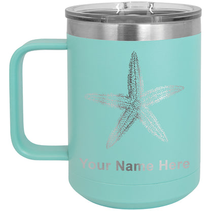 15oz Vacuum Insulated Coffee Mug, Starfish, Personalized Engraving Included