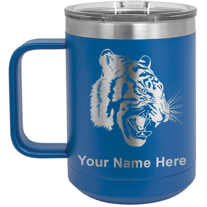15oz Vacuum Insulated Coffee Mug, Tiger Head, Personalized Engraving Included