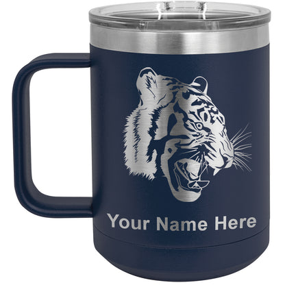15oz Vacuum Insulated Coffee Mug, Tiger Head, Personalized Engraving Included