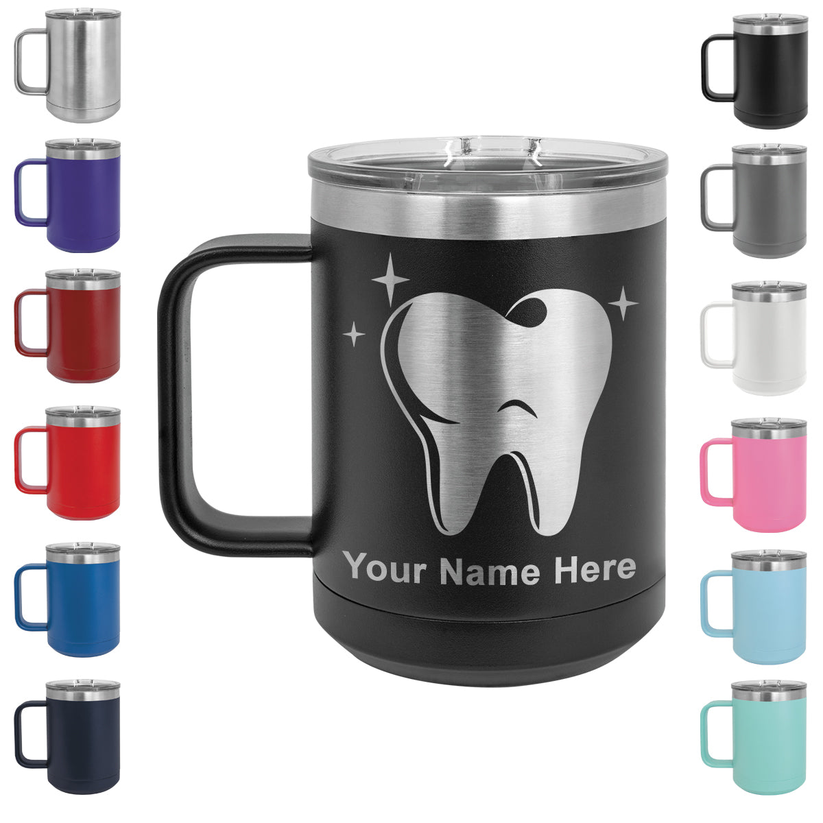 15oz Vacuum Insulated Coffee Mug, Tooth, Personalized Engraving Included
