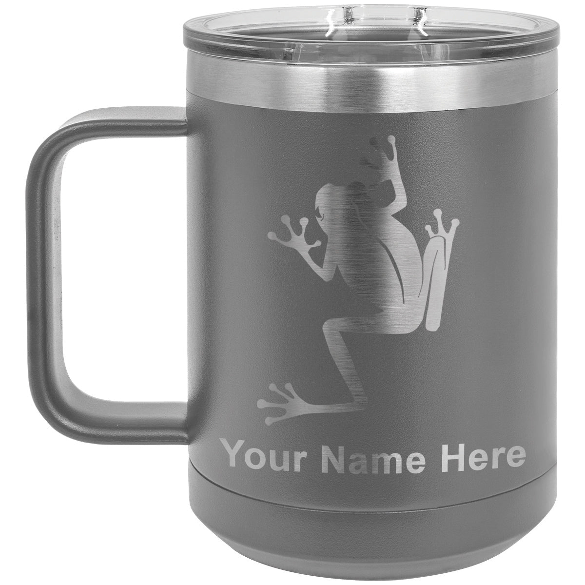 15oz Vacuum Insulated Coffee Mug, Tree Frog, Personalized Engraving Included