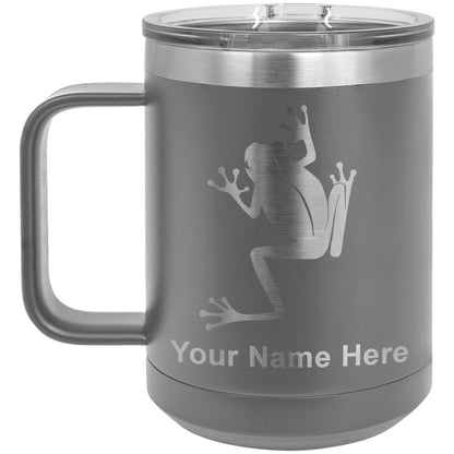 15oz Vacuum Insulated Coffee Mug, Tree Frog, Personalized Engraving Included