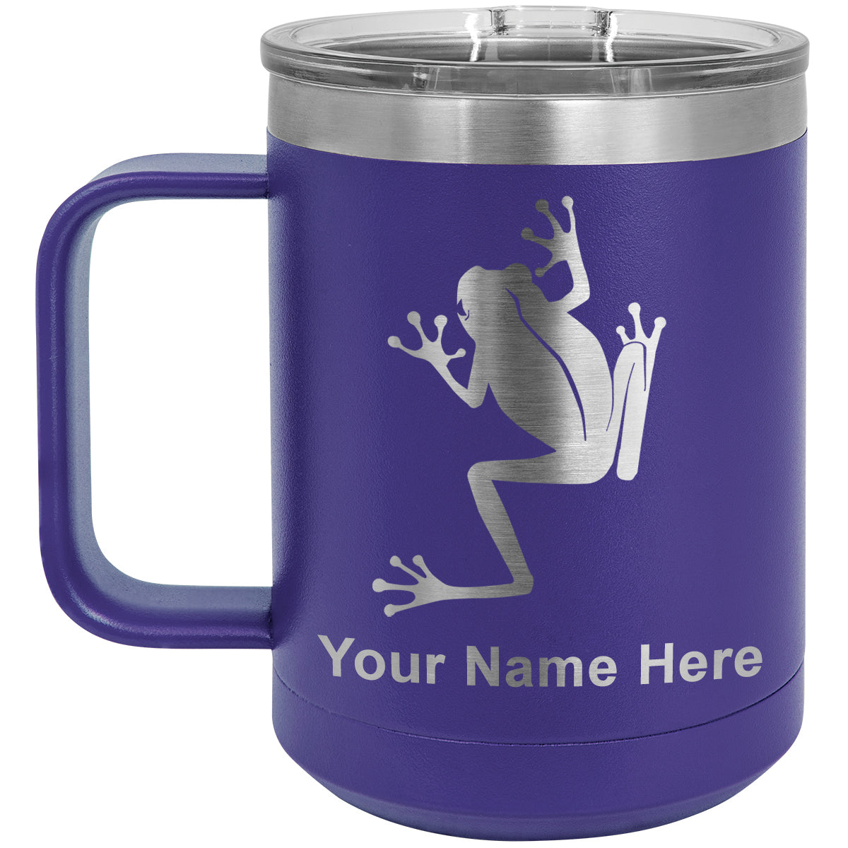 15oz Vacuum Insulated Coffee Mug, Tree Frog, Personalized Engraving Included