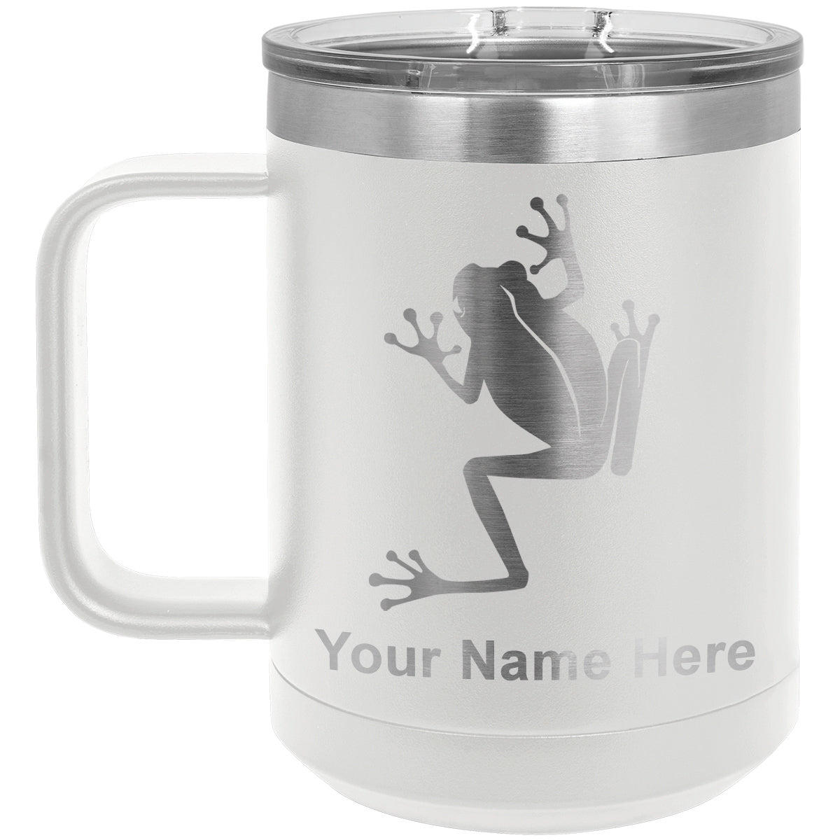 15oz Vacuum Insulated Coffee Mug, Tree Frog, Personalized Engraving Included