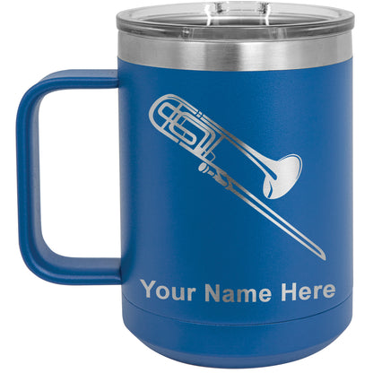 15oz Vacuum Insulated Coffee Mug, Trombone, Personalized Engraving Included