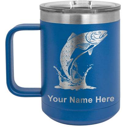 15oz Vacuum Insulated Coffee Mug, Trout Fish, Personalized Engraving Included