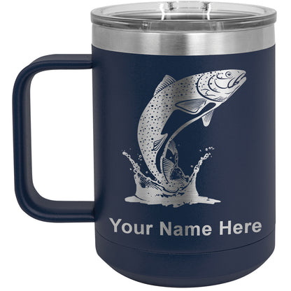 15oz Vacuum Insulated Coffee Mug, Trout Fish, Personalized Engraving Included