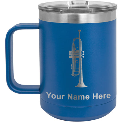 15oz Vacuum Insulated Coffee Mug, Trumpet, Personalized Engraving Included