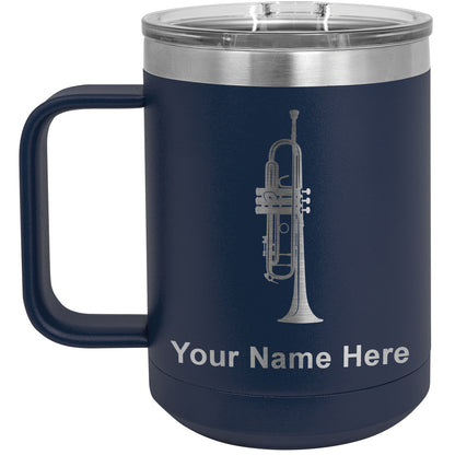 15oz Vacuum Insulated Coffee Mug, Trumpet, Personalized Engraving Included