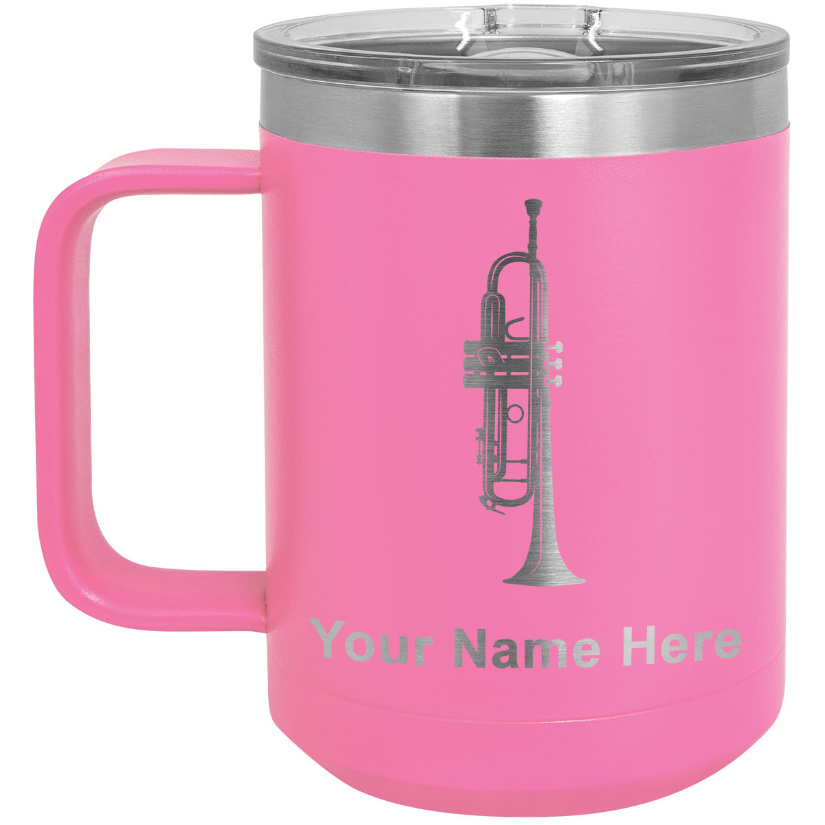 15oz Vacuum Insulated Coffee Mug, Trumpet, Personalized Engraving Included