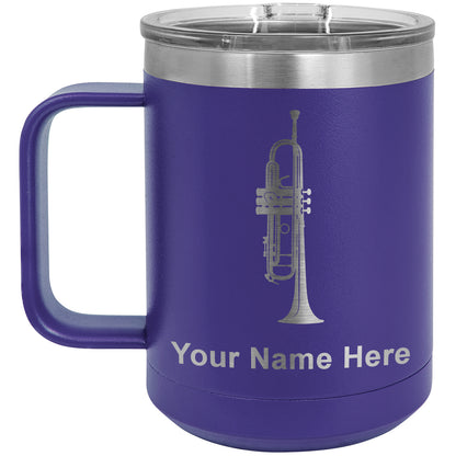 15oz Vacuum Insulated Coffee Mug, Trumpet, Personalized Engraving Included