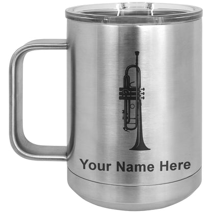 15oz Vacuum Insulated Coffee Mug, Trumpet, Personalized Engraving Included