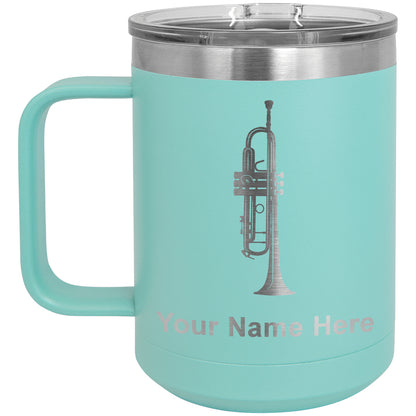 15oz Vacuum Insulated Coffee Mug, Trumpet, Personalized Engraving Included