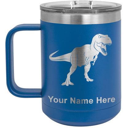 15oz Vacuum Insulated Coffee Mug, Tyrannosaurus Rex Dinosaur, Personalized Engraving Included