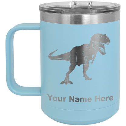 15oz Vacuum Insulated Coffee Mug, Tyrannosaurus Rex Dinosaur, Personalized Engraving Included
