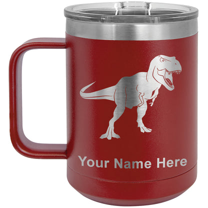 15oz Vacuum Insulated Coffee Mug, Tyrannosaurus Rex Dinosaur, Personalized Engraving Included