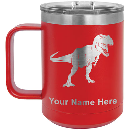 15oz Vacuum Insulated Coffee Mug, Tyrannosaurus Rex Dinosaur, Personalized Engraving Included