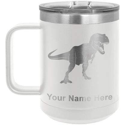 15oz Vacuum Insulated Coffee Mug, Tyrannosaurus Rex Dinosaur, Personalized Engraving Included