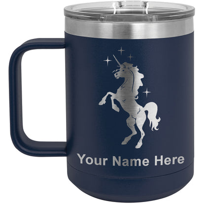 15oz Vacuum Insulated Coffee Mug, Unicorn, Personalized Engraving Included