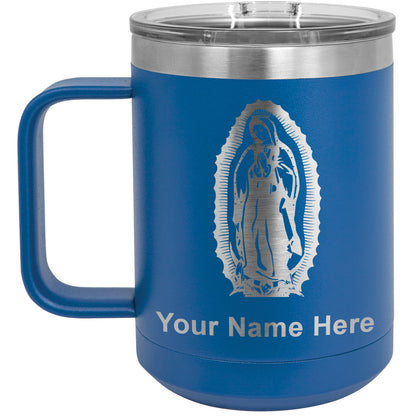 15oz Vacuum Insulated Coffee Mug, Virgen de Guadalupe, Personalized Engraving Included