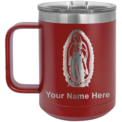 15oz Vacuum Insulated Coffee Mug, Virgen de Guadalupe, Personalized Engraving Included