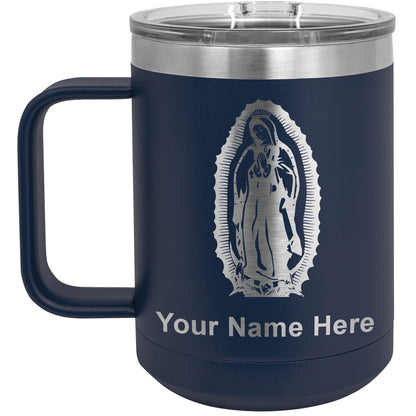 15oz Vacuum Insulated Coffee Mug, Virgen de Guadalupe, Personalized Engraving Included