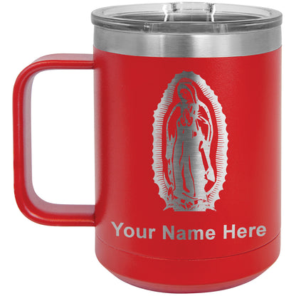 15oz Vacuum Insulated Coffee Mug, Virgen de Guadalupe, Personalized Engraving Included