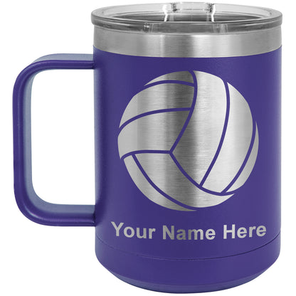 15oz Vacuum Insulated Coffee Mug, Volleyball Ball, Personalized Engraving Included