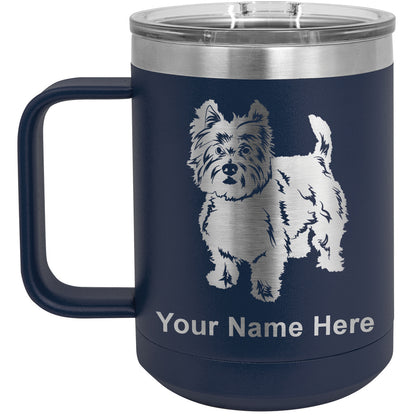 15oz Vacuum Insulated Coffee Mug, West Highland Terrier Dog, Personalized Engraving Included