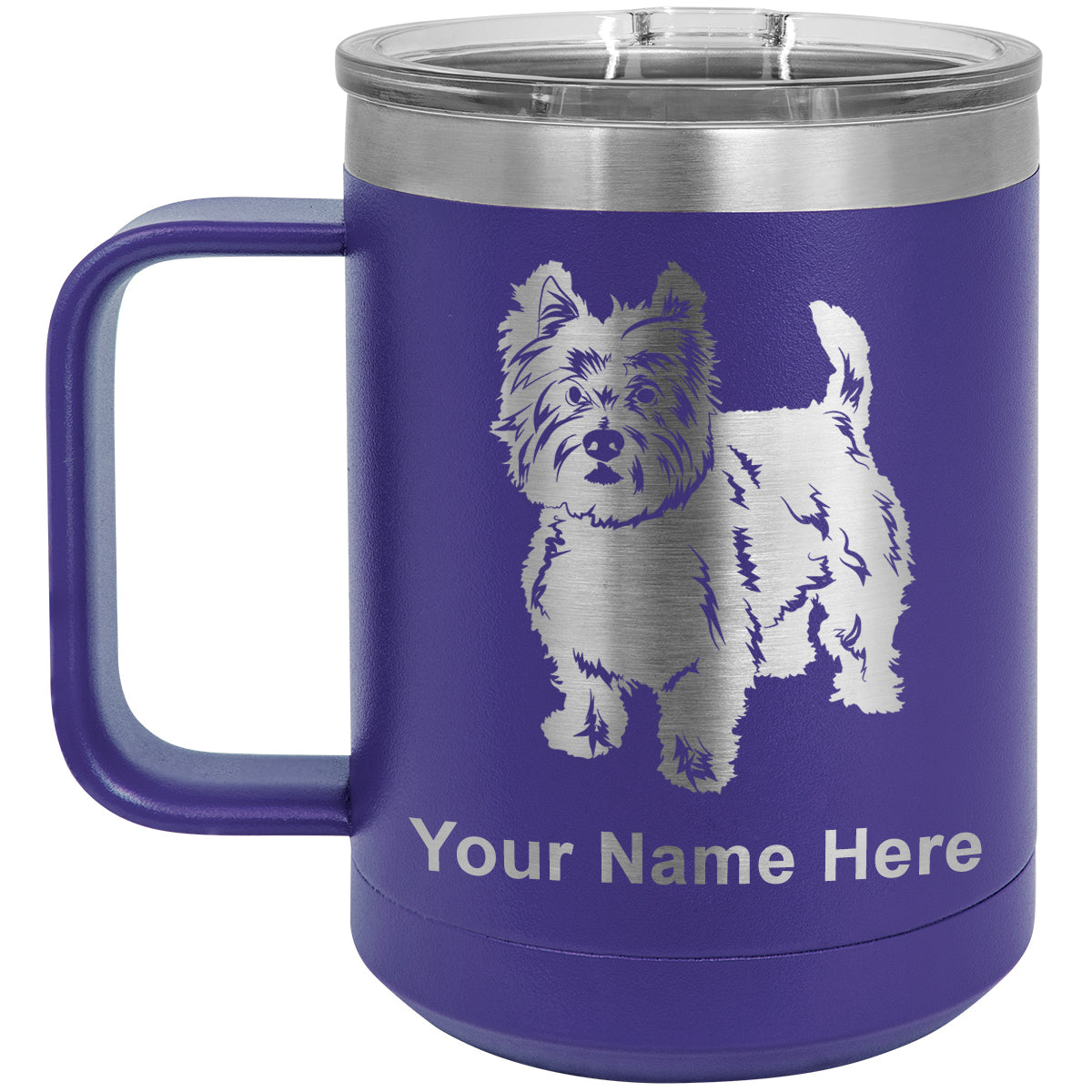 15oz Vacuum Insulated Coffee Mug, West Highland Terrier Dog, Personalized Engraving Included