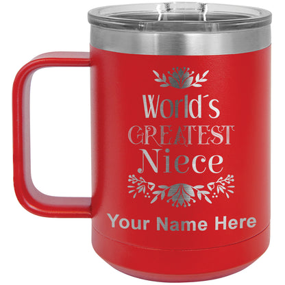 15oz Vacuum Insulated Coffee Mug, World's Greatest Niece, Personalized Engraving Included