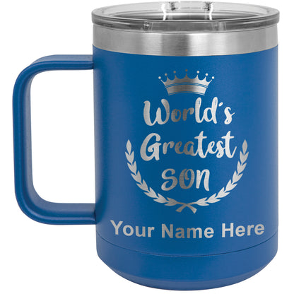 15oz Vacuum Insulated Coffee Mug, World's Greatest Son, Personalized Engraving Included