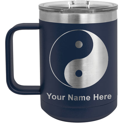 15oz Vacuum Insulated Coffee Mug, Yin Yang, Personalized Engraving Included