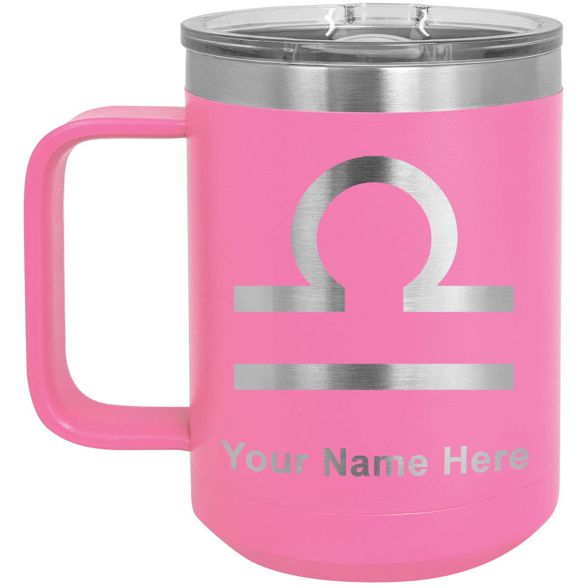 15oz Vacuum Insulated Coffee Mug, Zodiac Sign Libra, Personalized Engraving Included