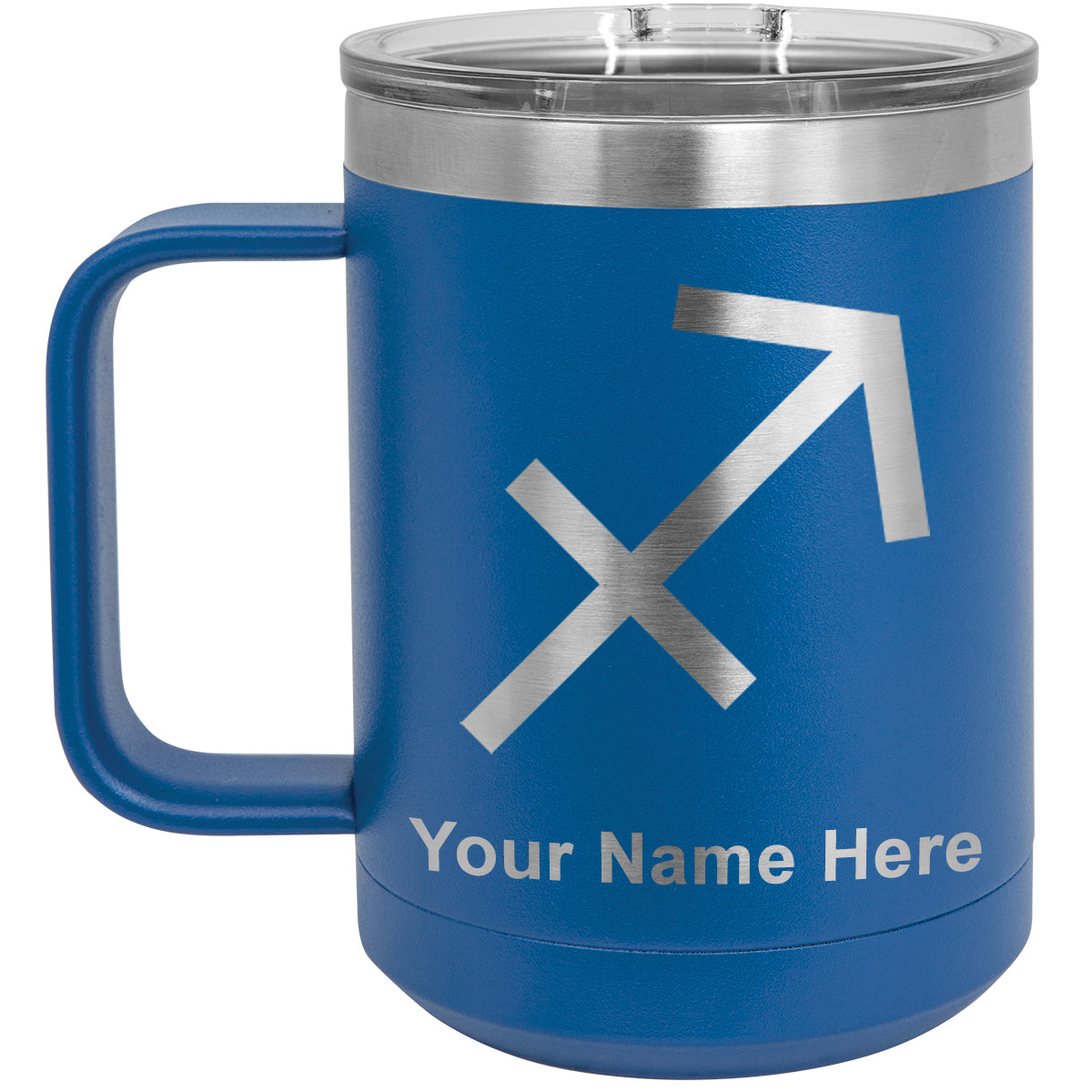 15oz Vacuum Insulated Coffee Mug, Zodiac Sign Sagittarius, Personalized Engraving Included