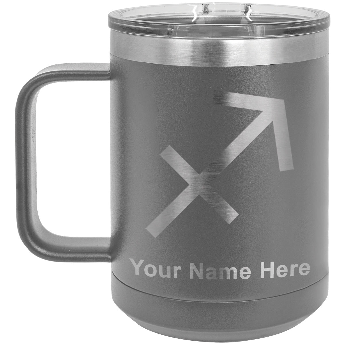 15oz Vacuum Insulated Coffee Mug, Zodiac Sign Sagittarius, Personalized Engraving Included