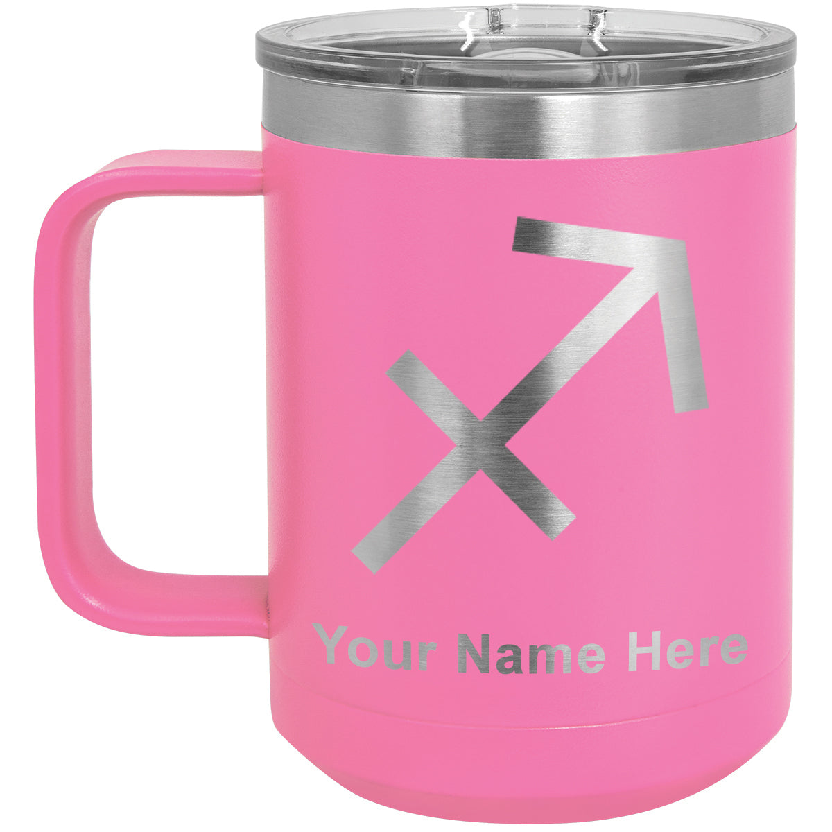15oz Vacuum Insulated Coffee Mug, Zodiac Sign Sagittarius, Personalized Engraving Included