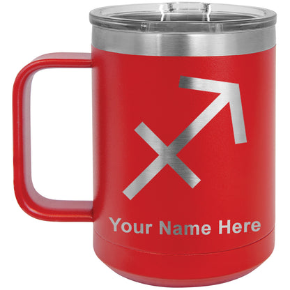 15oz Vacuum Insulated Coffee Mug, Zodiac Sign Sagittarius, Personalized Engraving Included