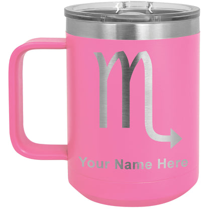 15oz Vacuum Insulated Coffee Mug, Zodiac Sign Scorpio, Personalized Engraving Included