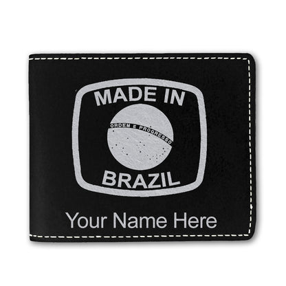 Faux Leather Bi-Fold Wallet, Made in Brazil, Personalized Engraving Included
